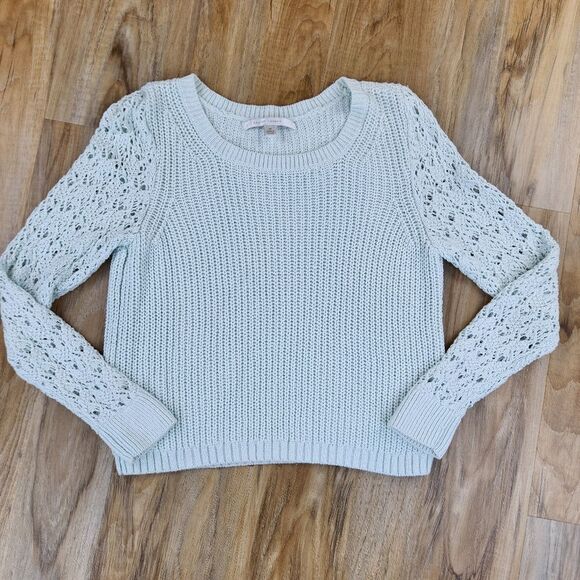 💛Lauren Conrad Mint Loose Knit Cropped Sweater Medium - Picture 1 of 8
